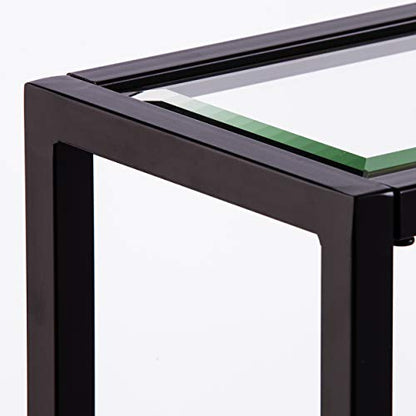 SEI Furniture Bergen Narrow Metal Console Table, Dining Room With Open Concept Living Space Glam Style Powder-Coated Iron, Black - color: Black