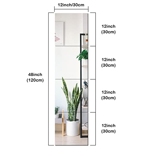 SLDIYWOW Shatterproof Full Body Wall Mirror Tiles, 8PCx12x12 Acrylic Tiles for Bedroom, Baby Kids Playroom, Over The Door Closet Mirror - size: 8 Pieces