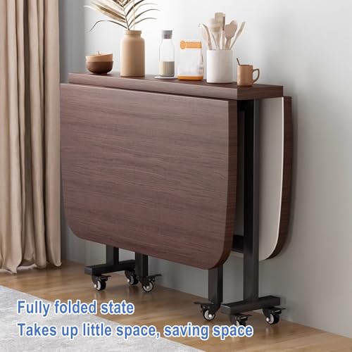 Multifunction Table Drop Leaf Dining Table, Foldable Kitchen Table Multifunction Space Saving Table For Dining Room Home Office, Easy To Fold And Unfold, Multifunction Expandable Table(Walnut,100x60x7 - color: Walnut, size: 100x60x75cm