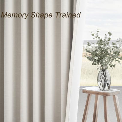 Topfinel 100% Blackout Curtains 90 Inches Long for Living Room 2 Panels Set Thick Linen Texture Energy Saving Curtain Window Coverings Hook Belt Pleated Drapes Aesthetic Bedroom(W40 xL90,Birch) - color: Birch, size: 40"W x 90"L (Pack of 2)