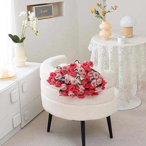Crochet Flower Bouquet Throw Blanket, Handmade Knitted Blanket with Flowers, Cute Romantic Gift for Her Girlfriend Mom Mother’s Day Valentine Wedding Anniversary Birthday, Pink 60 Inches - color: Pink Lily of the Valle, size: 60 Inches