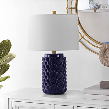 SAFAVIEH Lighting Collection Weldon Modern Contemporary Navy Ceramic 23-inch Bedroom Living Room Home Office Desk Nightstand Table Lamp (LED Bulb Included) - color: Navy