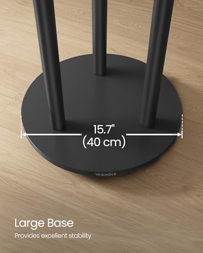 VASAGLE Freestanding Coat Rack Stand, Coat Tree with 11 Hooks, 3 Shelves, 4 Removable 360° Swivel Wheels, Wooden Hooks and Poles, for Entryway, Bedroom, Living Room, Ink Black URCR023B01 - color: Ink Black