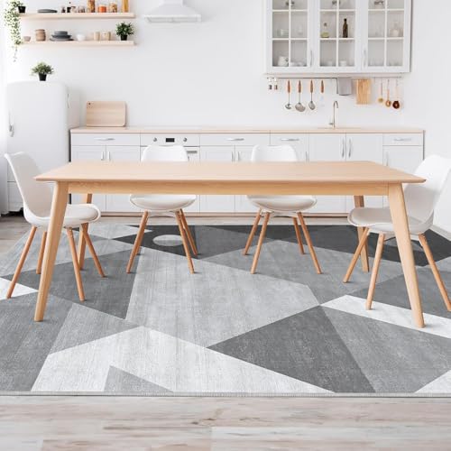 HOMFINE Washable Modern Area Rug - Geometric Style 6x9 Rugs for Living Room, Bedroom, Machine Washable Rug Soft Non Slip Non Shedding Area Rug - Grey, 6'x9' - color: Grey, size: 6' x 9' (Rectangular)