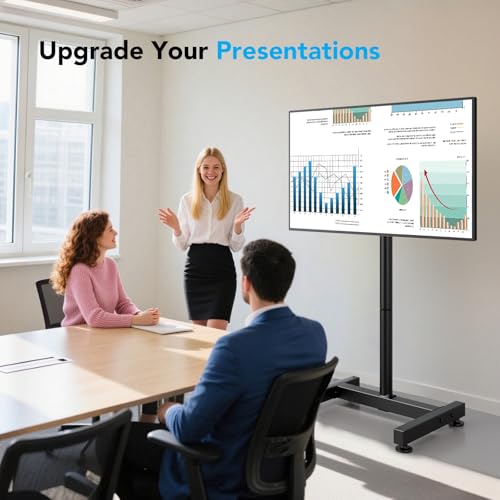 TV Floor Stand for 13-50 inch Screens Holds up to 77lbs, Tilting and Height Adjustable Monitor Floor Stand Mount,Tall Standing TV Stand for Bedroom, Dorm Room, Office, Max VESA 200x200mm - size: 13"-50" Mobile TV Stand