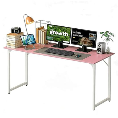 BestOffice Computer Desk,Home Office Desk, Modern Simple Style for Home Office Study Writing (Pink, 55 Inch) - color: Pink, size: 55 Inch