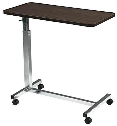 Drive Medical 13003 Non Tilt Top Overbed Table with Wheels, Chrome | Overbed Table with Wheels Features Non Tilt Chrome Top for Home and Hospital Use and Easy Daily Cleaning - color: Chrome