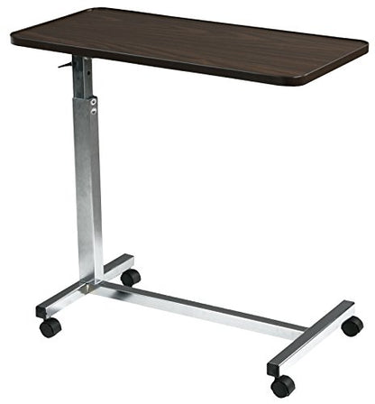 Drive Medical 13003 Non Tilt Top Overbed Table with Wheels, Chrome | Overbed Table with Wheels Features Non Tilt Chrome Top for Home and Hospital Use and Easy Daily Cleaning - color: Chrome