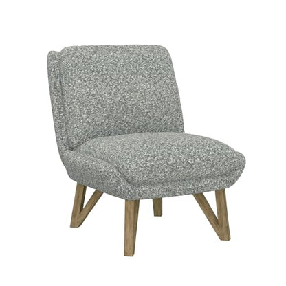 Gray Accent Chair with Cushion, High Back & Armless, Brown Wood Legs, Modern Reading Chair for Bedroom, Living Room, Waiting Room