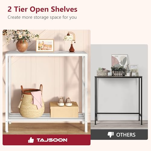 Narrow Console Table, 2 Tier Small Foyer Table Entryway White - color: White, size: 28.3" L