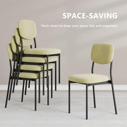 Einhomn Upholstered Dining Chairs Set, Modern Stackable Dining Room Chairs with Soft Velvet Backrest, Kitchen Chairs with Sturdy Metal Legs for Living Room, Restaurant, Set of 2,Light Green - color: Light Green