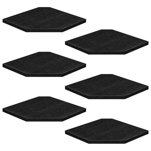 Fun Memories Corner Shelf Wall Mount, Floating Corner Shelves, Set of 6 Corner Wall Shelf Organizer, Rustic Wood Wall Storage Display Shelves for Living Room Bedroom Bathroom Kitchen, Classic Black - color: Black, size: 7" x 7", Set of 6