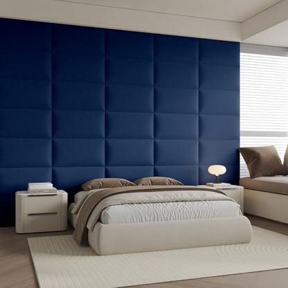 Coastal Blue Freestanding Linen Headboard 24x12 Inch 6-Panel Kit - Lightweight Portable Design for Queen Beds, Quick Setup Solution - color: Linen -Blue