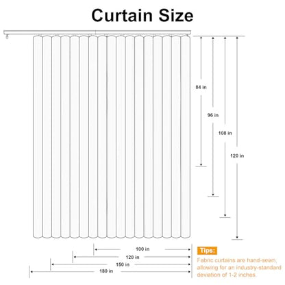 hoeflife Room Divider Curtains Blackout Floor to Ceiling Curtain with Hook Wall Mount Sliding Door Curtains Ceiling Mount Extra Wide Curtain Wall Divider for Room Separation (Grey, W150 x H108 Inch)