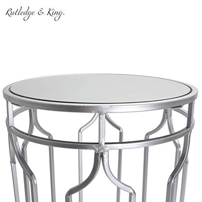 Rutledge & King Alexander - Round End Tables Set, Silver, Mirrored Tops, Nesting, 2 PCS - color: Alexander - Silver