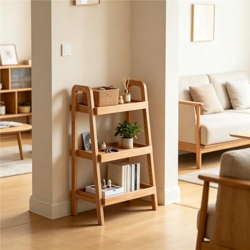 Versatile Solid Wood Narrow Sofa Table, 3-Tier Open Shelf Coffee Table, Ideal for Small Spaces Living Room Bedroom Home Office