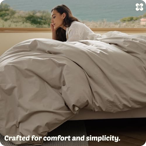 Bedsure PureWoven 100% Cotton Slub Weave Duvet Cover Set, Full Set, 3-PC | Luxury Linen-Like Textured Bedding Set, Double-Stitched, Easy to Change, Zipper Closure, Slub Tannish Linen Grey, 80" X 90" - color: 33 - Slub Tannish Linen Grey (No Comforter), si