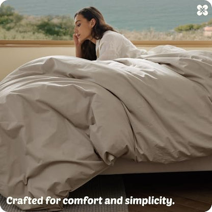 Bedsure PureWoven 100% Cotton Slub Weave Duvet Cover Set, Full Set, 3-PC | Luxury Linen-Like Textured Bedding Set, Double-Stitched, Easy to Change, Zipper Closure, Slub Tannish Linen Grey, 80" X 90" - color: 33 - Slub Tannish Linen Grey (No Comforter), si