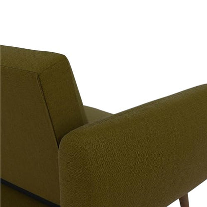 Novogratz Brittany 82 Inch Futon Sofa Bed in Faux Leather, Upholstered Couch Sleeper with Tufted Back, Mid-Century Modern Design, Green - color: Green