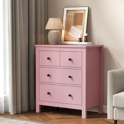 RoyalCraft 3 Drawer Nightstand, Pink Night Stand with Storage Drawers, Wood Bedside Table for Bedroom, Modern End Table for Hallway - color: Pink