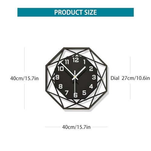 Large Wall Clock for Living Room Decor 16inch Silent Modern Clock | Analog Battery Operated Non Ticking Black Wood Home Decorative Clock Wall for Kitchen Bedroom Office Classroom Bathroom - size: 16 inch