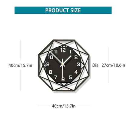 Large Wall Clock for Living Room Decor 16inch Silent Modern Clock | Analog Battery Operated Non Ticking Black Wood Home Decorative Clock Wall for Kitchen Bedroom Office Classroom Bathroom - size: 16 inch