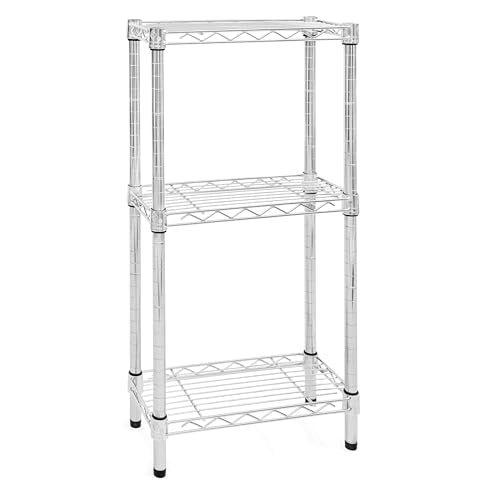 Shelving Inc. 8" d x 18" w Chrome Wire Shelving with 3 Tier Shelves | Weight Capacity 800lbs Per Shelf, Durable Kitchen and Garage Storage Shelves, Adjustable Shelf Organizer Storage Rack - size: 8" d x 18" w x 34" h