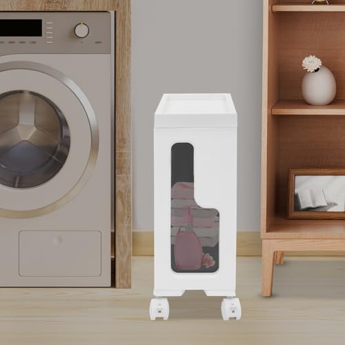 1 Tier Slim Bathroom Storage Cabinet, 15.7" L X 6.3" W X 16.9" H Slim Rolling Cart, 66.14 Lbs Load-Bearing Capacity Narrow Storage Cabinet for Living Room, Kitchen, Bathroom, Office - size: 15.7" L X 6.3" W X 16.9" H