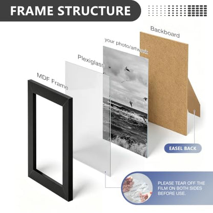 3.5x5 Picture Frame, Wall Mount or Tabletop Photo Frames with Engineered Wood, Black 4 Pack - color: Black, size: 3.5x5-4PK