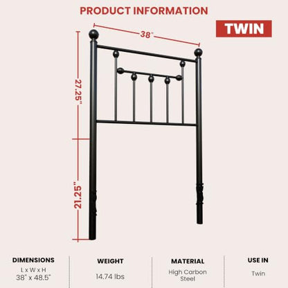 Victorian Twin Size Metal Bed Frame Height Adjustable Headboard Only, Wrought Iron Black Farmhouse Bed Frame Headboard, Easy Assembly, Short Clearance, Tall or Low Setting - size: Twin, style: Victorian