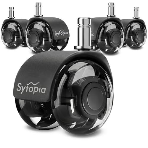 Office Chair Wheels 2" Desk Chair Caster Wheels Smooth Roller Style Quiet for Carpet and Hardwood Floors Universal Fit 11x22 mm Set of 5 Black - color: Black-2 Inch