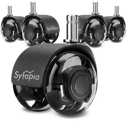 Office Chair Wheels 2" Desk Chair Caster Wheels Smooth Roller Style Quiet for Carpet and Hardwood Floors Universal Fit 11x22 mm Set of 5 Black - color: Black-2 Inch