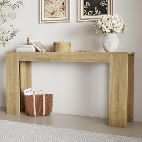 Spaco 63'' Narrow Long Console Table,Farmhouse Entryway Table Sofa Table with Storage,Wood Behind Couch Table for Living Room, Hallway,Foyer - color: Natural Oak (63'')