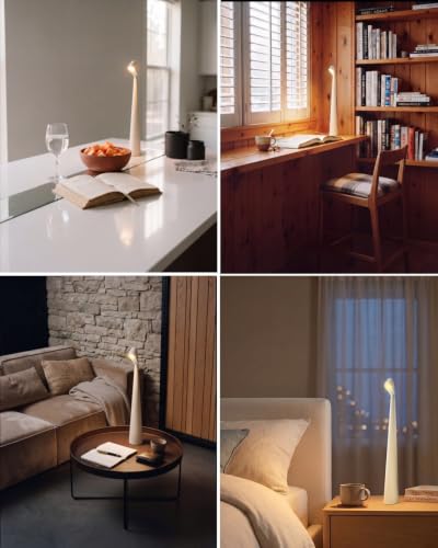 Cordless LED Table Lamp, 4000mAh Rechargeable Portable Desk Lamp, 3-Level Brightness, Bedside Night Light, Ambient Reading Light for Restaurant, Bedroom, Outdoor Camping, Night Light, White | 3-Level Brightness, Bedside Night Light, Ambient Reading Light,