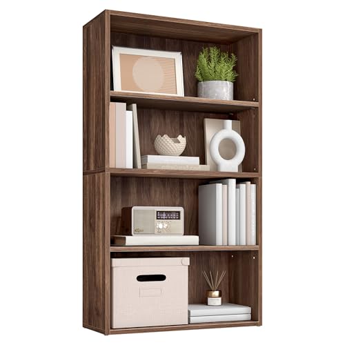 VASAGLE CUSTOS Collection - Bookshelf, 4-Tier Bookcase, Book Shelf, Open Storage Shelf, 9.4 x 23.6 x 42.4 Inches, for Living Room, Home Office, Dining Room, Natural Walnut ULBC164K01 - color: Natural Walnut, size: 4 Tiers (23.6"W), style: 1 Pack