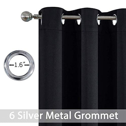 Yakamok Blackout Curtains 38x84 inch Black Thermal Drapes-Bedroom | 2 panels,room darkening,thermal insulated,noise reducing,privacy protection,grommet window treatment,living room study dining - color: Black, size: 38"W x 84"L (Pack of 2)