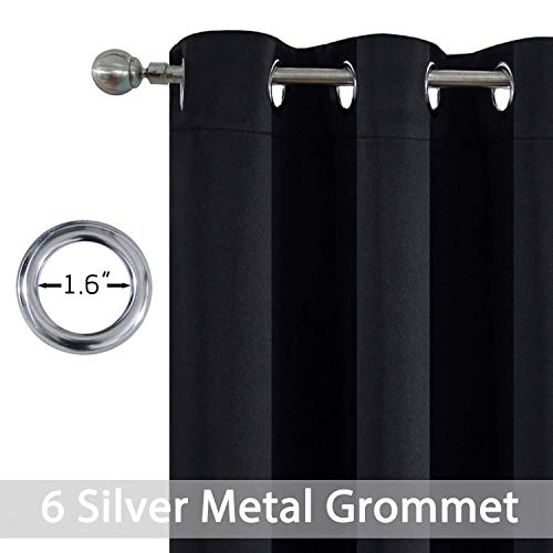 Yakamok Blackout Curtains 38x54 inch Black Thermal Drapes-Bedroom | 2 panels,room darkening,thermal insulated,noise reducing,privacy protection,grommet window treatment,living room study dining - color: Black, size: 38"W x 54"L (Pack of 2)
