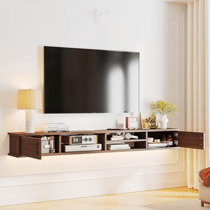 FurniNova Floating TV Stand,51'' Wall Mounted TV Console,Floating TV Shelf,Wall TV Cabinet,Floating Entertainment Shelf,Walnut - size: 51 IN