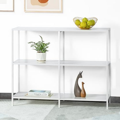 HDANI 39.4 Inch Metal Console Table with 3 Tier Strage Shelves,Narrow Entryway Table,Modern Sofa Tables for Entryway, Living Room,Bedroom,White - color: White, size: 39.37×11.81×31.5in