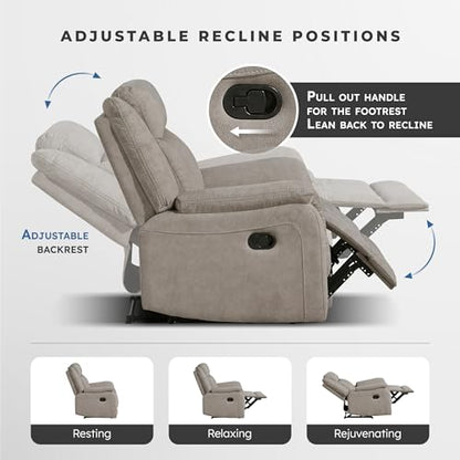 Lexicon 75" W Manual Double Reclining Loveseat with Center Console, Dove | Polished Microfiber Manual Wall Hugger Loveseat Recliner, Cup Holders, for Living Room, Tool Free Assembly - color: Dove, size: Reclining Loveseat