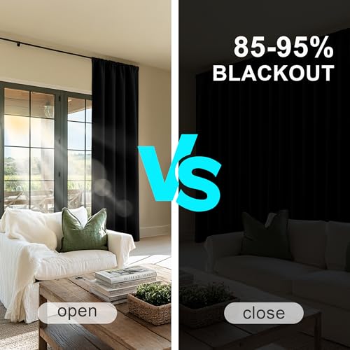 PONY DANCE Black Out Curtains 72 inch Long, Black, 2 Panels | Blackout Solid Rod Pocket Thermal Insulated Panels for Bedroom Living Room, Energy Efficient Window Drapes, 42"W x 72"L - color: Black, size: 42"W x 72"L (Pack of 2)