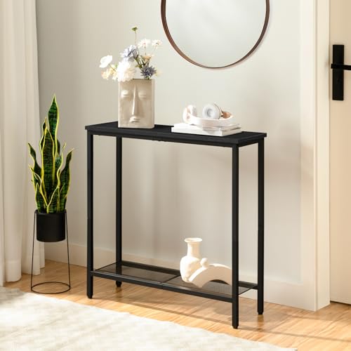 HOOBRO 29.5" Narrow Console Table, Small Entryway Table with Shelf, 2 Tier Thin Sofa Table, Behind Couch Table, Side Table, for Hallway, Living Room, Bedroom, Black BB74XG01 - color: Black