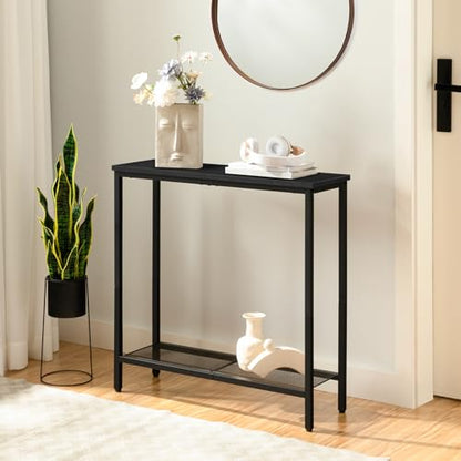 HOOBRO 29.5" Narrow Console Table, Small Entryway Table with Shelf, 2 Tier Thin Sofa Table, Behind Couch Table, Side Table, for Hallway, Living Room, Bedroom, Black BB74XG01 - color: Black
