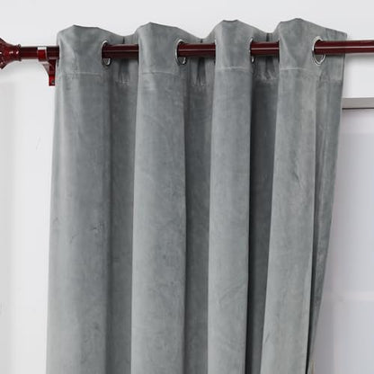 INLINAS 52W x 96L Inch Velvet Blackout Curtain - Luxurious Softness with Light Control, Thermal Insulated, Noise Reduction, Energy Saving Set of 2 Panels, Grey - color: Grey, size: 52"W x 96"L (Pack of 2)