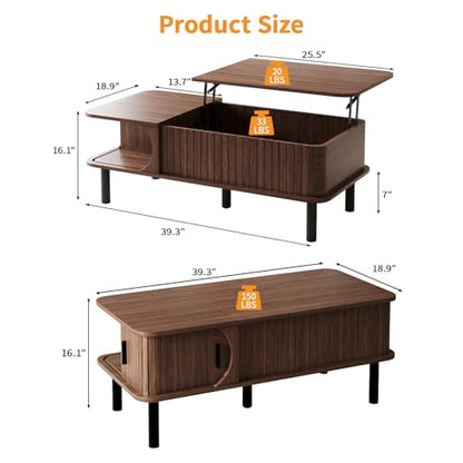 Lift Top Coffee Table,Wooden Rectangle Coffee Table with Hidden Storage Space,Metal Handles,Metal Legs,Mid Century Modern Style,Suitable for Living Room,Office,Apartment. (A-Lift Coffee Table-Walnut) - color: A-lift Coffee Table-walnut