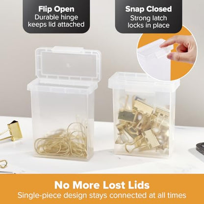 Bostitch Konnect Storage Containers with Lids, Office Organizer, Clear Plastic Box, Stackable for Crayons, Q-tips, Office Supplies, Labels, 0.5 Qt, 2 Pack - size: 0.5 Qt (2 Pack)