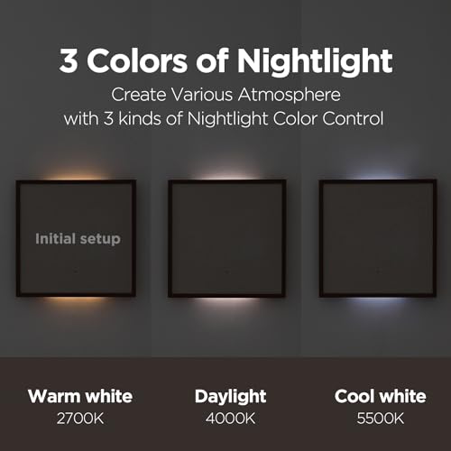mooas Wooden Frame LED Silent Wall Clock (Wooden Frame Light Brown) | Remote Control, Backlit Nightlight, Modern Digital LED Wall Clock Sunrise Alarm Melody 5 Brightness for Bedroom Living Room - color: Wooden Frame Light Brown