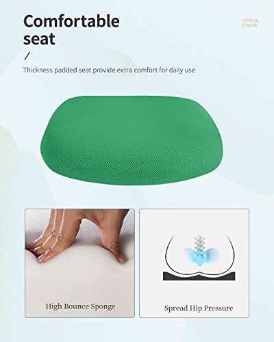 Home Office Chair Mid Back PC Swivel Lumbar Support Adjustable Desk Task Computer Ergonomic Comfortable Mesh Chair with Armrest (Green) - color: Green