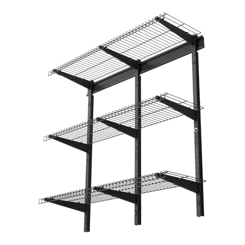 VEVOR 3-Tier Heavy Duty Wall Garage Shelving, 1 x 3 ft Steel Wall Mounted Shelving Unit, 11 x 36 Inch Per Shelf Floating Storage Metal Rack for Garage with 450 lbs Total Weight Capacity, Black - size: 1×3 ft