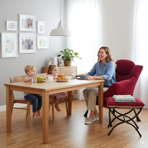 Lazy Chair with Ottoman, Comfy Accent Reading Chair, Burgundy | Foldable Footrest,Removable Cover,with Armrests and Side Pockets,Upholstered Lounge Chair for Bedroom,Dorm,Office,Small Space - color: Burgundy